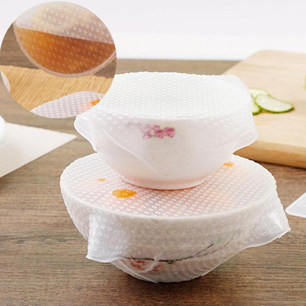 4Pcs/lot Reusable Silicone Wrap Seal Food Fresh Keeping Wrap Lid Cover